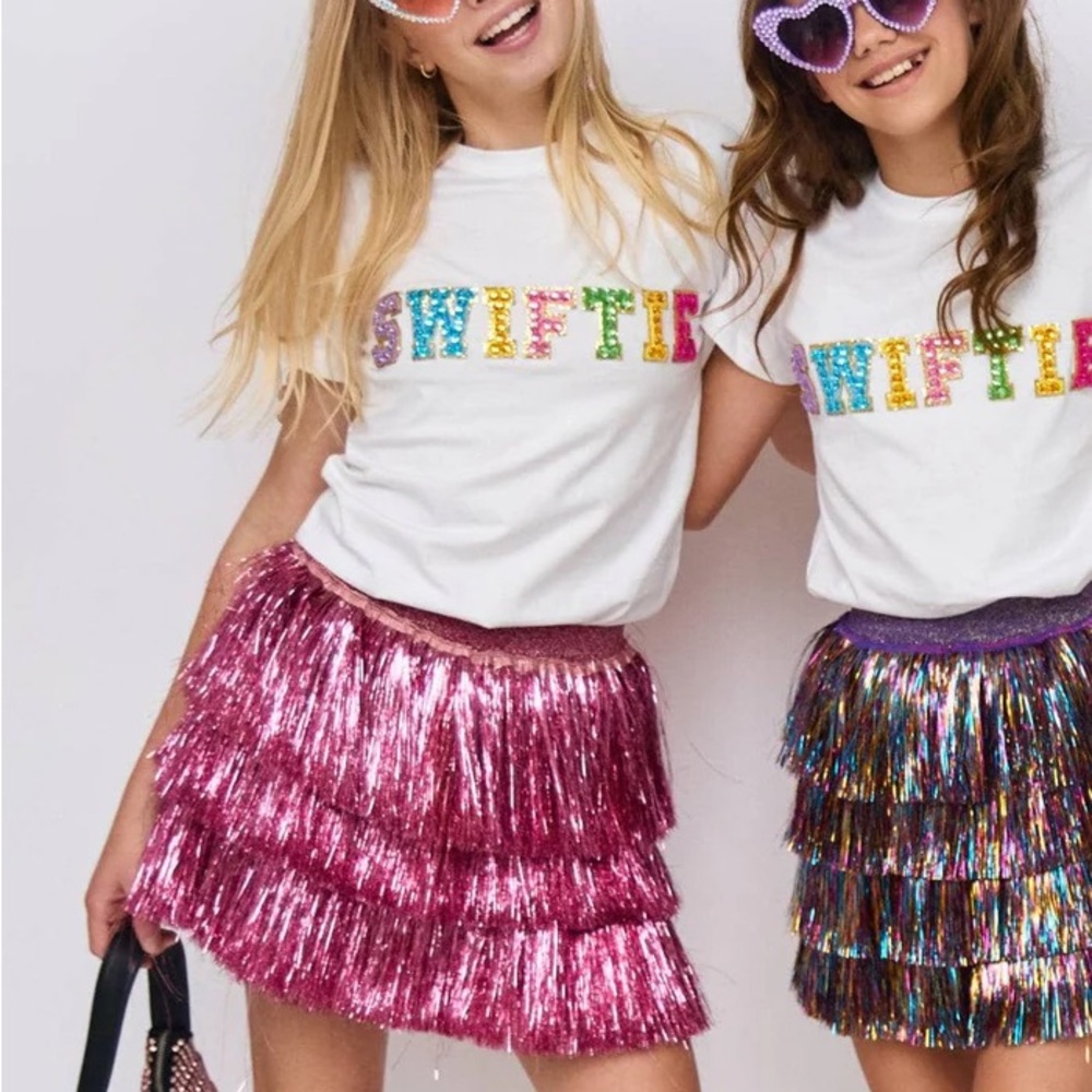 Lola + The Boys Pink Tinsel Skirt